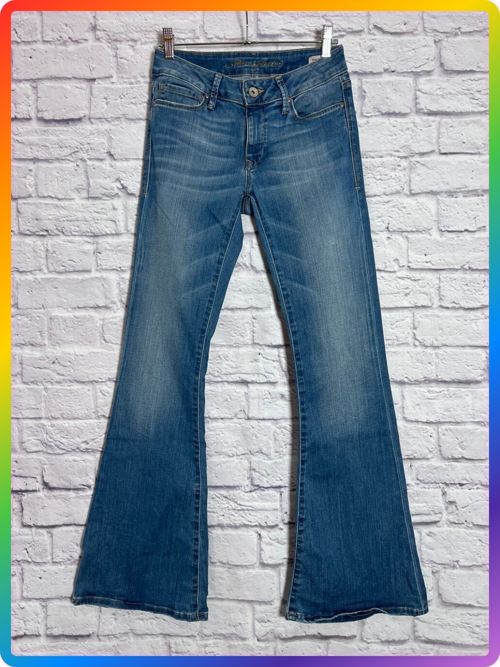 Mavi Peace Mid Rise Skinny Flare Jeans SIZE 25x32 Blue Wash Stretch Denim